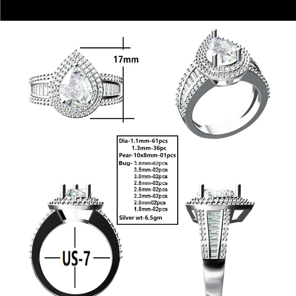 Custom moissanite pear ring from Etsy